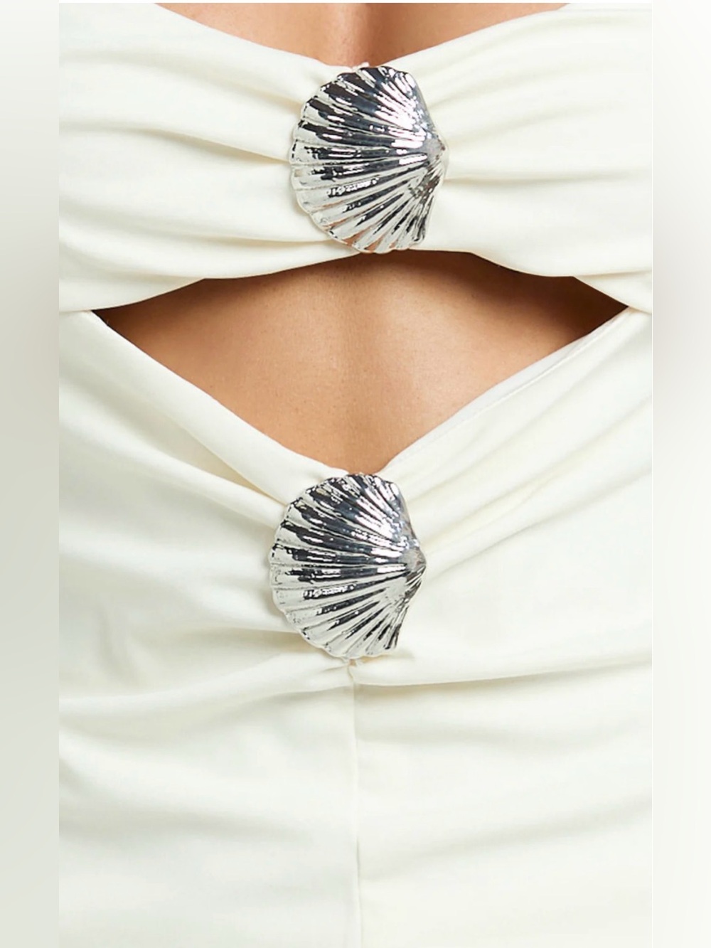ZARA Shell Hardware Trim Halter Top In Cream Color - Picture 7 of 13